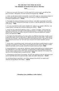Pre and Post Test for Webinar on Newsletter Article Writing