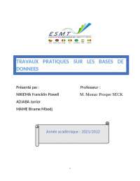 Installation et utilisation du système de gestion de base de données MySQL - Prof. Oumar