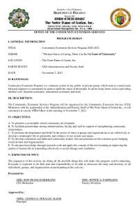 Community Extension services Program design - Docsity