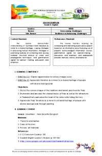Lesson Exemplar English 8
