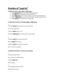 Practice of used to (past Habits) - Docsity