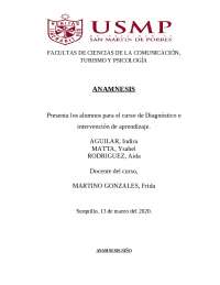 anamnesis de niño para informe psicológico clínico