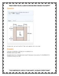 Engineering Calculation for Allowable Sheer Force with Given Area and Sheer Stress