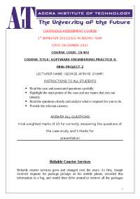 Software Engineering Practice CA | Exams Software Engineering | Docsity