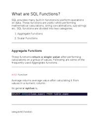 SQL Functions: A Comprehensive Guide to Aggregate and Scalar Functions in SQL