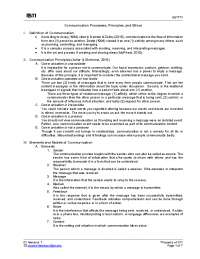 Communication Processes, Principles, and Ethics: A Comprehensive Overview