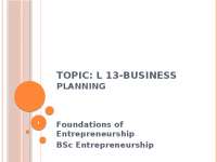 Business plan lecture notes for first year first semester