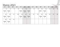 Calendario escolar semestral: asignaturas y grupos