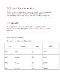 SQL AND & OR Operator: Combining Conditions with the WHERE Clause