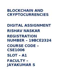 BLOCKCHAIN AND CRYPTOCURRENCIES   DIGITAL ASSIGNMENT
