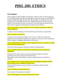 PHIL 200: ETHICS UNIT 3 CHALLENGES Q & ANSWERS - Docsity
