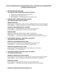 tabla para identificacion de pruebas bioquimicas