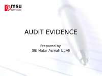 Audit Evidence: Nature, Appropriateness, and Sufficiency