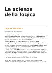 Hegel, Scienza della logica (Introduzione) - Docsity