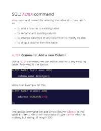 SQL: ALTER Command - Modifying Table Structures
