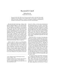 Raymond Cattell: Proficient in Personality, Intelligence, and Psychometrics