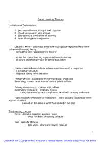 Social Learning Theories and Behaviorism