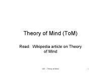 Understanding Theory of Mind: Beliefs, Intents, and Mental States