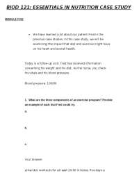 BIOD 121: ESSENTIALS IN NUTRITION CASE STUDY | Exams Nursing | Docsity