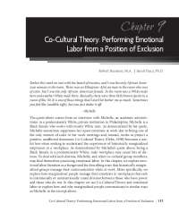 Emotional Labor & Communication: Co-Cultural Perspective for Marginalized Employees