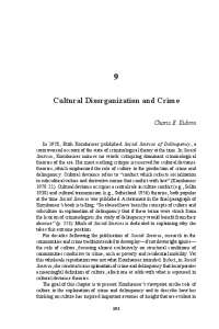 Cultural deviance theory: Cultural Disorganization and Crime