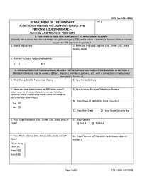 TTB Personnel Questionnaire for Alcohol and Tobacco Products