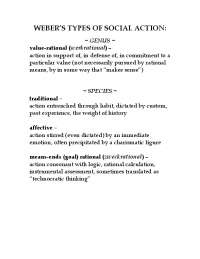 Weber's Types of Social Action