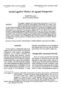 Social Cognitive Theory: An Agentic Perspective