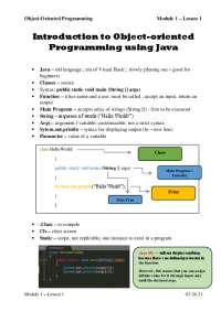 OOP - Mod 1 - Intro to Java