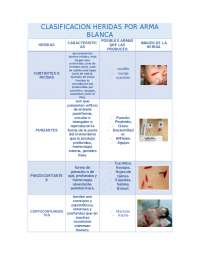 clasificación heridas por arma blanca