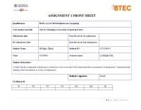 Managing a Successful Computing - Assignment 1