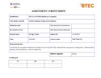 Database Design and Development - Assignment 1 - Docsity