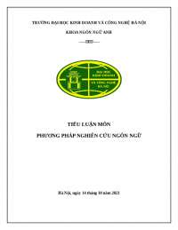 Phương Pháp Nghiên Cứu Ngôn Ngữ