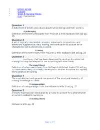 Nr501 Week 8 Nursing Theory Quiz Nr 501 Week 8 Nursing Theory Quiz Quizzes Nursing Docsity