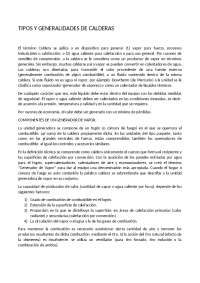 Tipos y generalidades de calderas