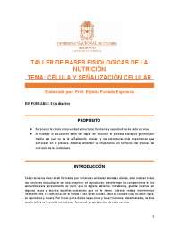 Taller de Bases Fisiológicas de la Nutrición: Célula y Señalización Celular