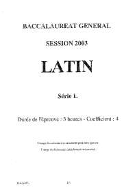 Sujet officiel complet du bac L Latin 2003 | Examens Latin | Docsity