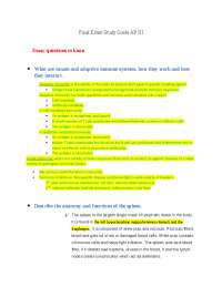 BIOS 255 Final Exam Study Guide. - Docsity