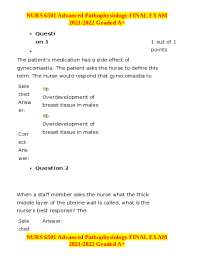 NURS 6501 Advanced Pathophysiology FINAL EXAM: Multiple Choice Questions and Answers