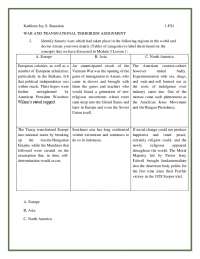 WAR AND TRANSNATIONAL TERRORISM ASSIGNMENT