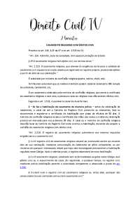 Direito Civil - casamento religioso; CASAMENTO NUNCUPATIVO; CASAMENTO EM RAZÃO DE MOLÉSTIA