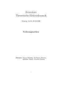 Ferienkurs Theoretische Elektrodynamik