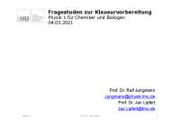 Fragestuden zur Klausurvorbereitung