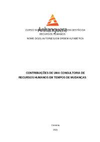 portifólio CONTRIBUIÇÕES DE UMA CONSULTORIA DE RECURSOS HUMANOS EM TEMPOS DE MUDANÇAS