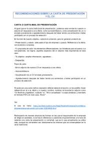 Recomendaciones sobre la carta de presentación y el CV
