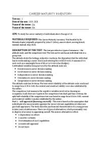 Career Maturity Inventory with data | Study Guides, Projects, Research ...