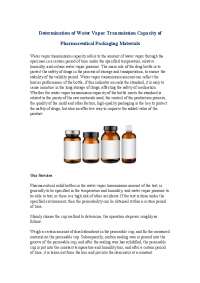 Pharmaceutical Packaging's Water Vapor Transmission: Testing and Calculation
