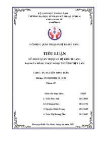 MÔ HÌNH QUẢN TRỊ QUAN HỆ KHÁCH HÀNG TẠI CÔNG TY NGÂN HÀNG TMCP NGOẠI THƯƠNG VIỆT NAM