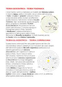 Teoria Geocentrica e Teoria Eliocentrica: Un Confronto Storico