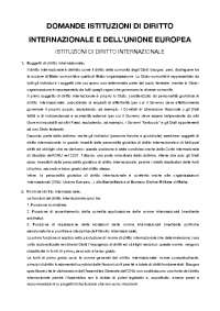 Domande di Istituzioni di Diritto Internazionale e dell'Unione Europea